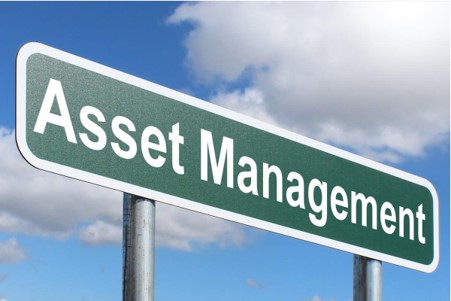 A picture of a street sign with the words asset management on it